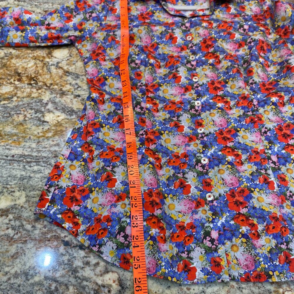 Hawes & Curtis Fitted Floral Bright Button Down Shirt - NWOT - Medium - Picture 6 of 7